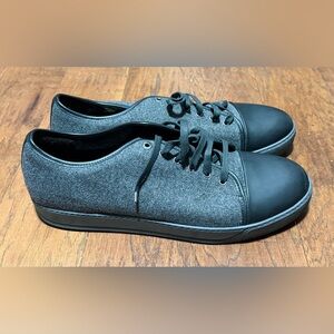 Lanvin DDB1 Gray Wool Felt Lace Up